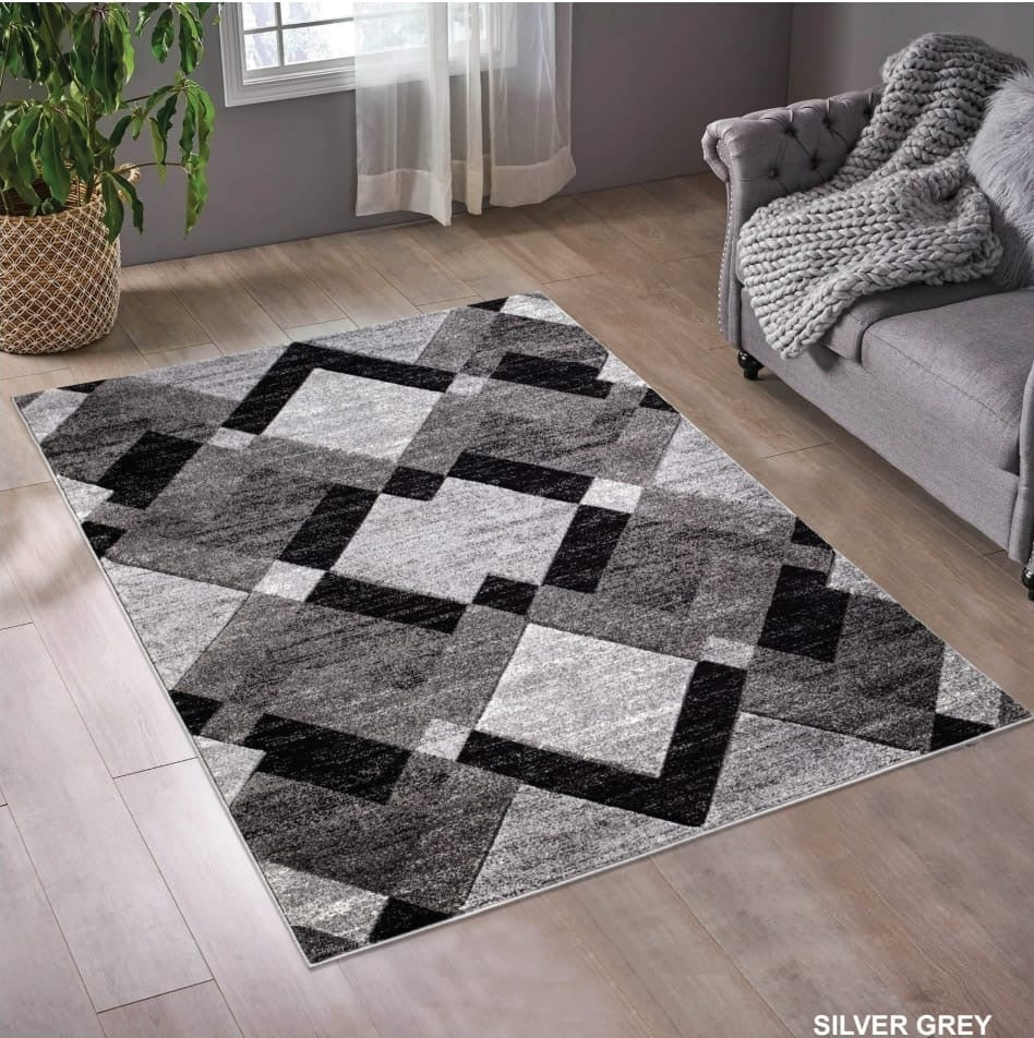 Graphite Gemstone Grid Rug