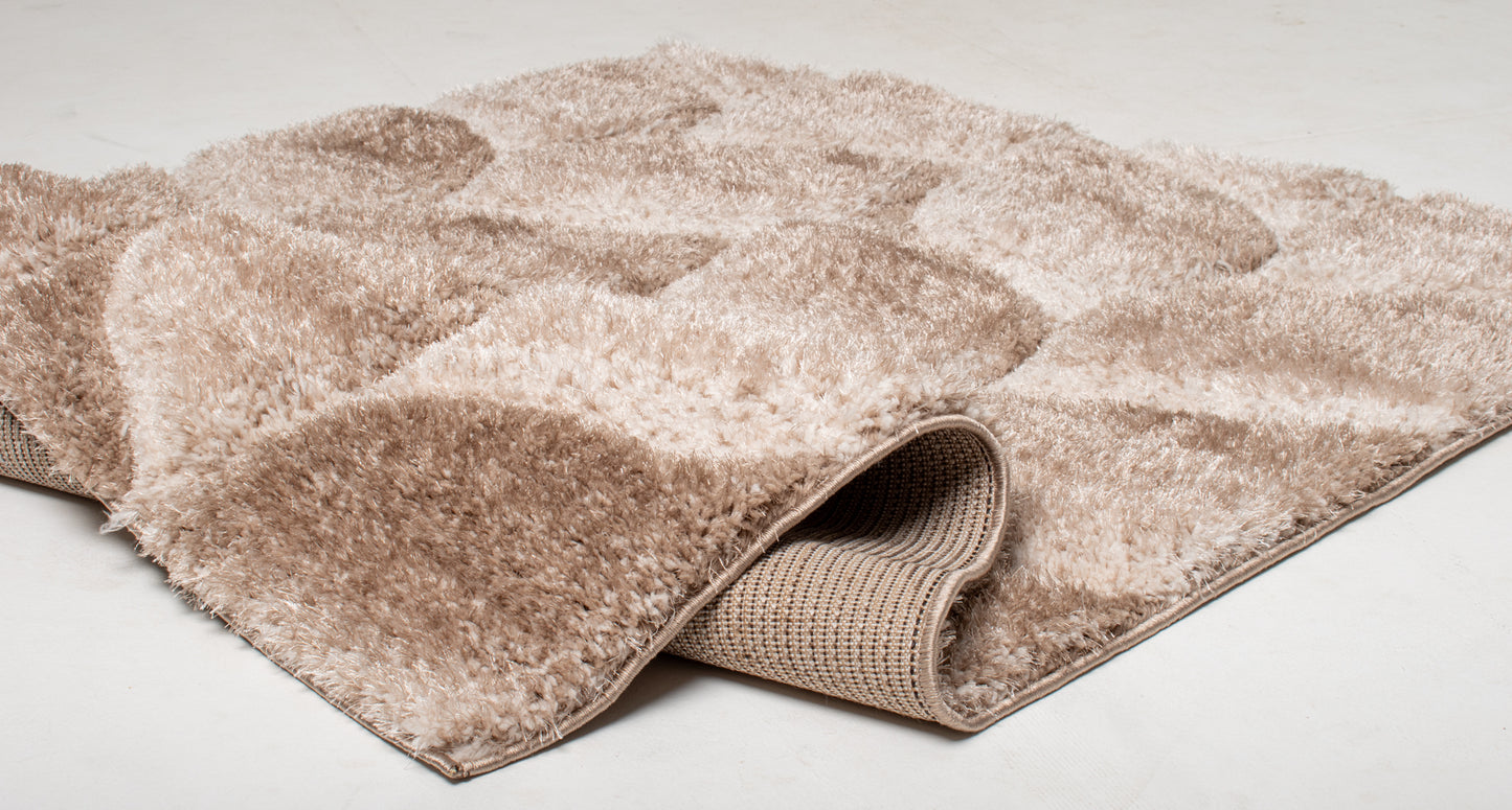 Cozy Leaf Shaggy Rug - Beige