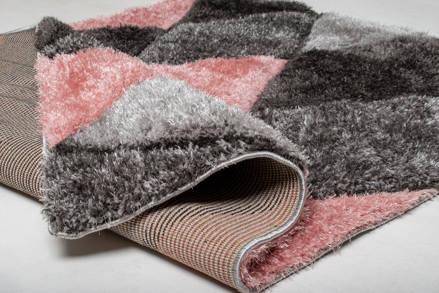 Playful Pink Diamond Shaggy Rug