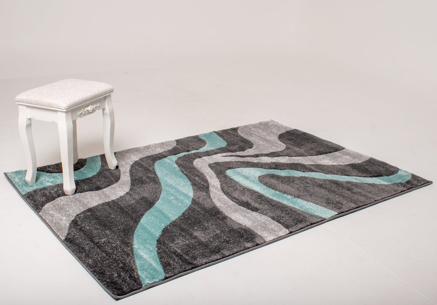 Simple Swirl Rug - Teal & Grey