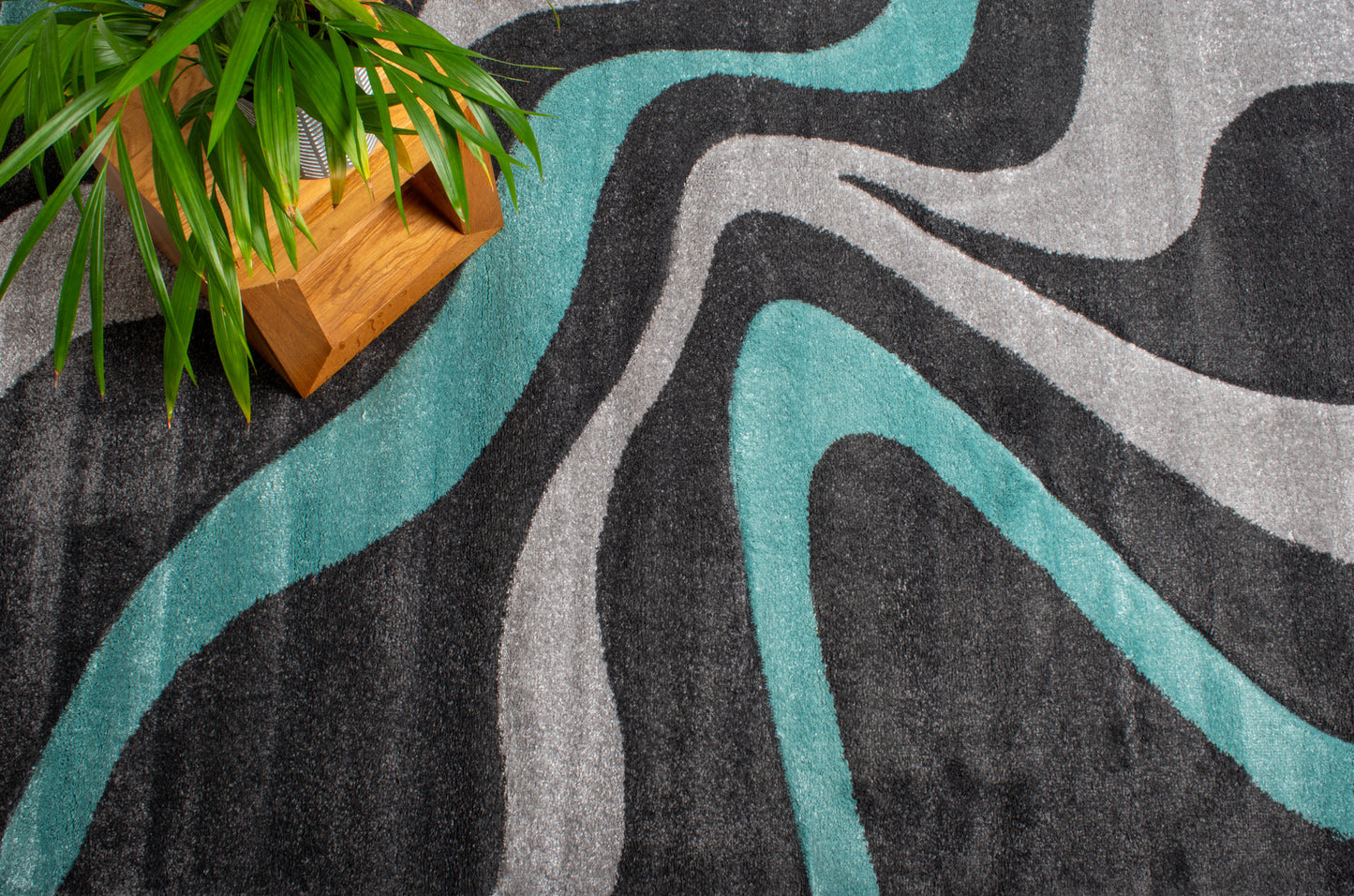 Simple Swirl Rug - Teal & Grey