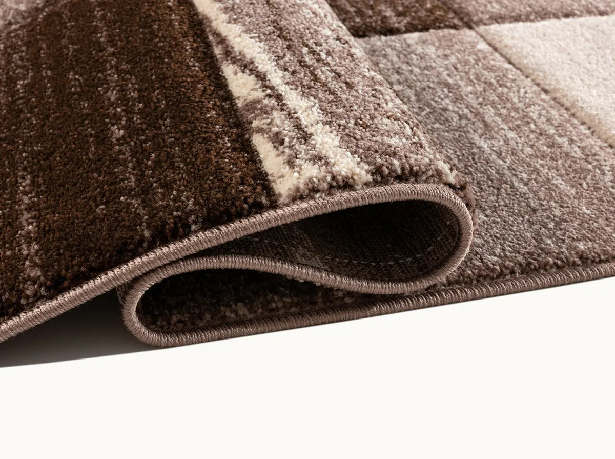 Earth-tones Carved Geometric Rug