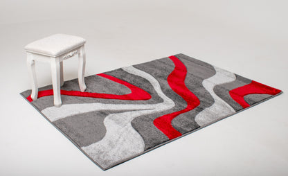 Simple Swirl Rug - Red & Grey