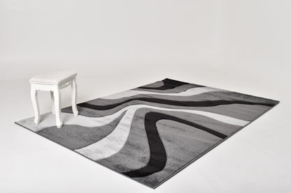 Simple Swirl Rug - Grey & Black