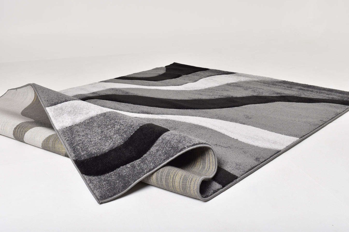 Simple Swirl Rug - Grey & Black