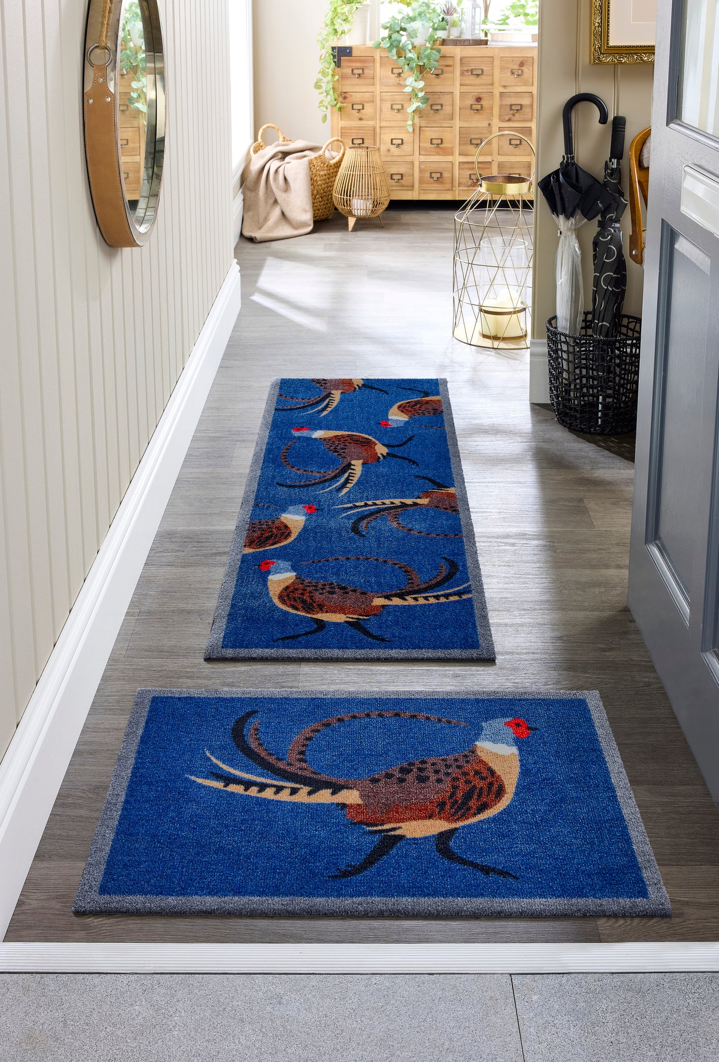 Blue Pheasant Non-Slip Runner