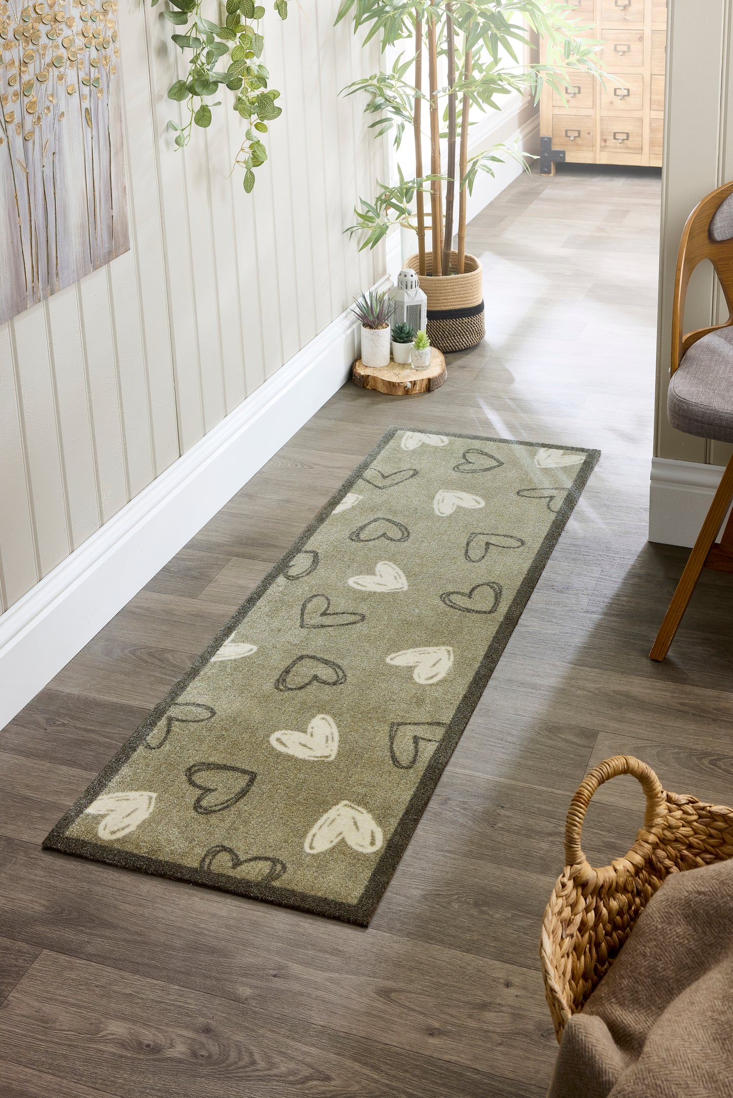 Sage Welcome Machine Washable Runner