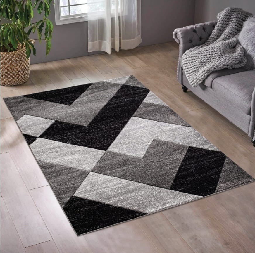 Silver Slate Geometric Accent Rug